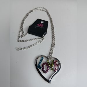 Paparazzi Silver Love Necklace with Multicolor Gems
